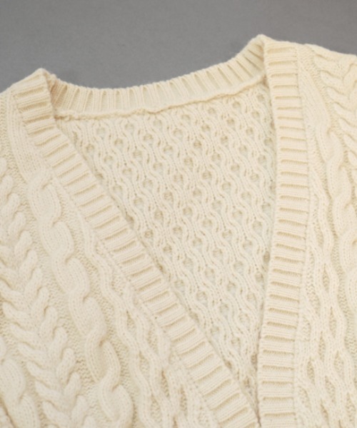 flower（フラワー）の「スウィートアランカーディガン（カーディガン/ボレロ・レディース・ブラウン/アイボリー・FREE）」の17枚目の写真