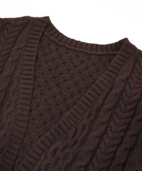 flower（フラワー）の「スウィートアランカーディガン（カーディガン/ボレロ・レディース・ブラウン/アイボリー・FREE）」の22枚目の写真