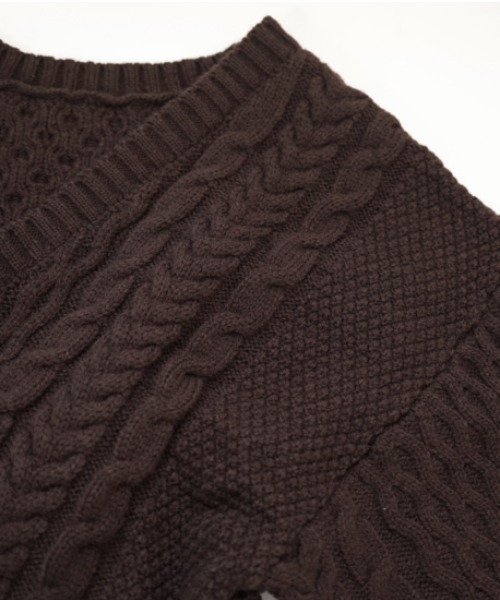 flower（フラワー）の「スウィートアランカーディガン（カーディガン/ボレロ・レディース・ブラウン/アイボリー・FREE）」の13枚目の写真