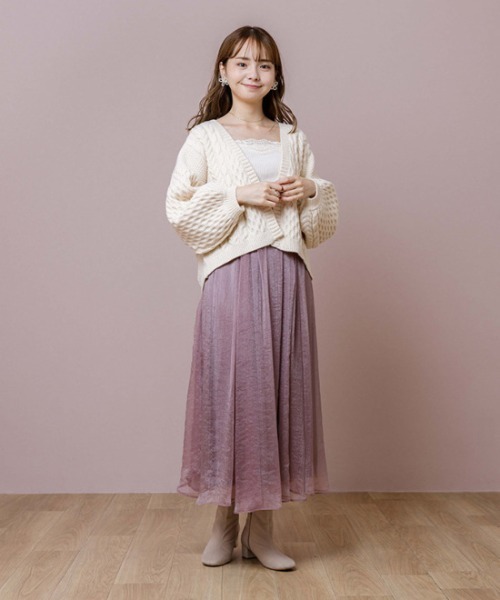 flower（フラワー）の「スウィートアランカーディガン（カーディガン/ボレロ・レディース・ブラウン/アイボリー・FREE）」の3枚目の写真