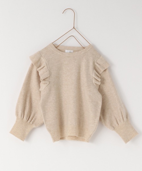 LOWRYS FARM（ローリーズファーム）の「コンパクトフリルニットＬＳ　215136（ニット/セーター・キッズ・アイボリー/ブラウン/ブルー・110cm/120cm/130cm）」の2枚目の写真