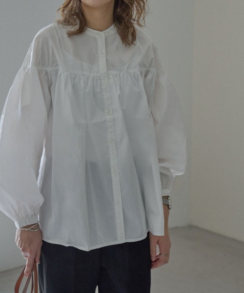 Fashion Letter（ファッションレター）の「スイッチングAラインボリュームブラウス（シャツ/ブラウス・レディース・ブラック/ベージュ/ブラウン/オフホワイト・M）」の15枚目の写真