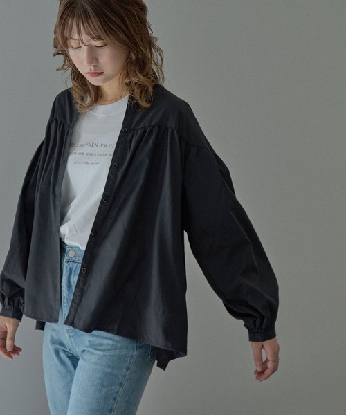 Fashion Letter（ファッションレター）の「スイッチングAラインボリュームブラウス（シャツ/ブラウス・レディース・ブラック/ベージュ/ブラウン/オフホワイト・M）」の19枚目の写真