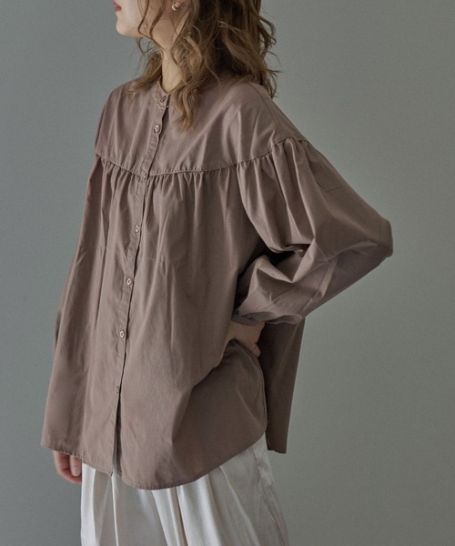 Fashion Letter（ファッションレター）の「スイッチングAラインボリュームブラウス（シャツ/ブラウス・レディース・ブラック/ベージュ/ブラウン/オフホワイト・M）」の10枚目の写真