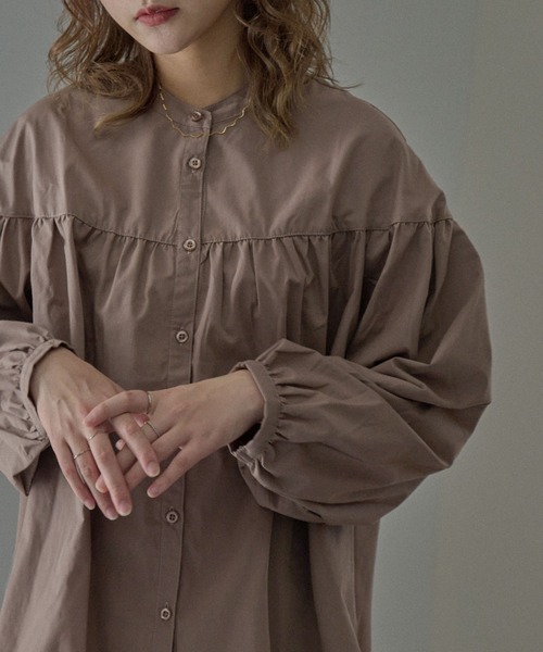 Fashion Letter（ファッションレター）の「スイッチングAラインボリュームブラウス（シャツ/ブラウス・レディース・ブラック/ベージュ/ブラウン/オフホワイト・M）」の20枚目の写真