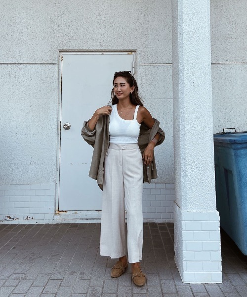 esutoreja（エストレジャ）の「アシンメトリーショルダーリブタンクトップ（タンクトップ・レディース・ベージュ/ブラック/ホワイト・FREE）」の15枚目の写真