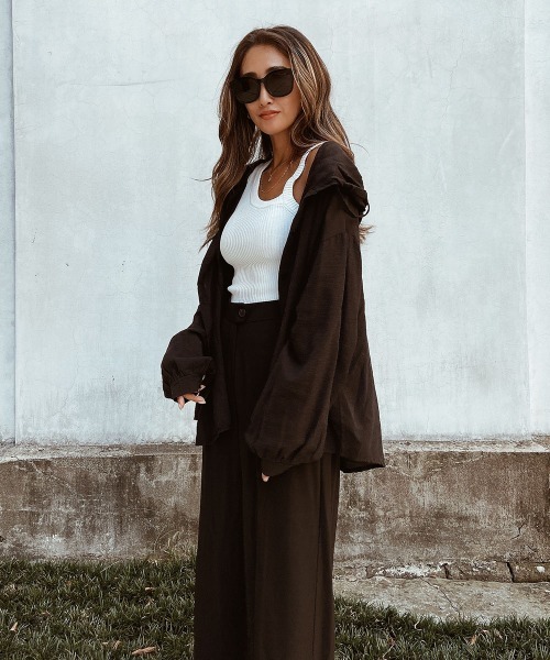 esutoreja（エストレジャ）の「アシンメトリーショルダーリブタンクトップ（タンクトップ・レディース・ベージュ/ブラック/ホワイト・FREE）」の17枚目の写真