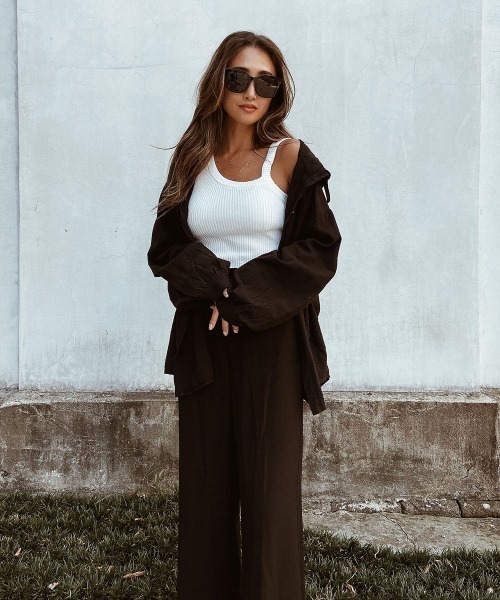 esutoreja（エストレジャ）の「アシンメトリーショルダーリブタンクトップ（タンクトップ・レディース・ベージュ/ブラック/ホワイト・FREE）」の18枚目の写真