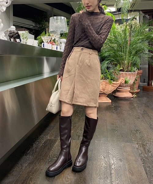 AS KNOW AS PINKY（アズノゥアズピンキー）の「2段ソール風ロングブーツ（ブーツ・レディース・ブラック/ダークブラウン・M/L）」の21枚目の写真