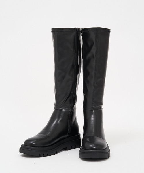 AS KNOW AS PINKY（アズノゥアズピンキー）の「2段ソール風ロングブーツ（ブーツ・レディース・ブラック/ダークブラウン・M/L）」の16枚目の写真