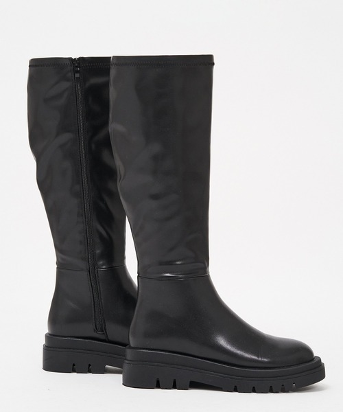 AS KNOW AS PINKY（アズノゥアズピンキー）の「2段ソール風ロングブーツ（ブーツ・レディース・ブラック/ダークブラウン・M/L）」の15枚目の写真