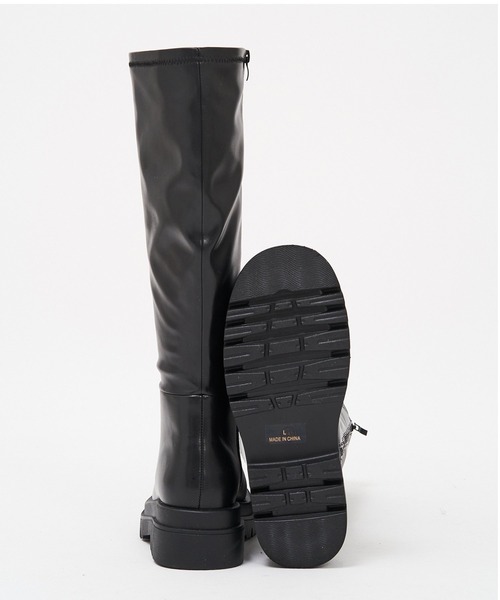 AS KNOW AS PINKY（アズノゥアズピンキー）の「2段ソール風ロングブーツ（ブーツ・レディース・ブラック/ダークブラウン・M/L）」の14枚目の写真