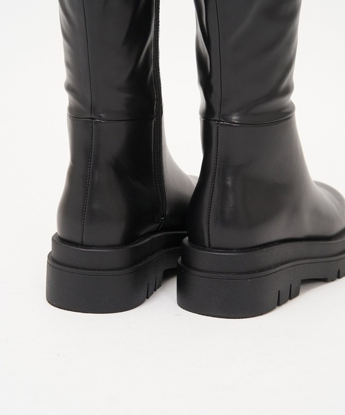 AS KNOW AS PINKY（アズノゥアズピンキー）の「2段ソール風ロングブーツ（ブーツ・レディース・ブラック/ダークブラウン・M/L）」の10枚目の写真