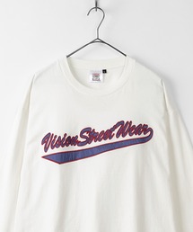 【VISION STREET WEAR/ヴィジョンストリートウェア】サテンワッペンロゴ 刺繍 長袖Tシャツ