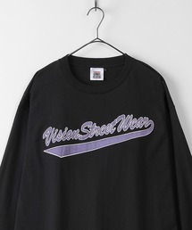VISION STREET WEAR（ヴィジョンストリートウェア）の「【VISION STREET  WEAR/ヴィジョンストリートウェア】サテンワッペンロゴ 刺繍　長袖Tシャツ（Tシャツ/カットソー・レディース）」