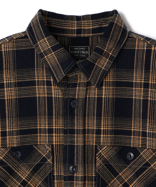 schott（ショット）の「【直営限定】Schott/ショット/LS PLAID WORK SHIRT/プレイドワークシャツ（シャツ/ブラウス・メンズ・ブラック/レッド/ネイビー・MEDIUM/XX-LARGE/LARGE/X-LARGE）」の4枚目の写真