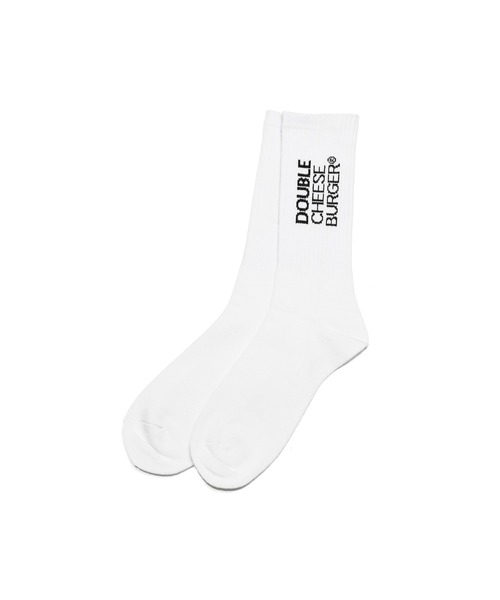 DOUBLE CHEESEBURGER(ダブルチーズバーガー)の「ダブルチーズバーガー ジャパンメイド ロゴソックス / DOUBLE CHEESEBURGER Japan Made Logo Socks(ソックス/靴下・メンズ・ホワイト/ブラック・FREE)」の1枚目の写真
