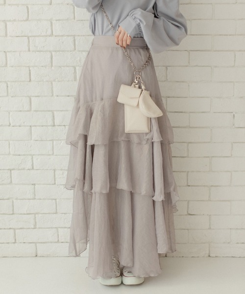 Mysa&Liina by yuririn（ミーサリーナバイユリリン）の「箔プリントフレアティアードスカート（スカート・レディース・グレー/ブラウン/ベージュ・M）」の17枚目の写真