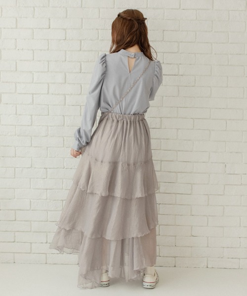 Mysa&Liina by yuririn（ミーサリーナバイユリリン）の「箔プリントフレアティアードスカート（スカート・レディース・グレー/ブラウン/ベージュ・M）」の16枚目の写真