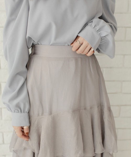 Mysa&Liina by yuririn（ミーサリーナバイユリリン）の「箔プリントフレアティアードスカート（スカート・レディース・グレー/ブラウン/ベージュ・M）」の7枚目の写真