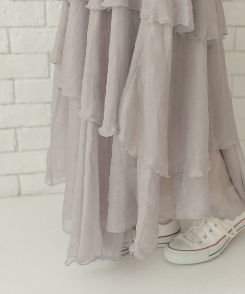 Mysa&Liina by yuririn（ミーサリーナバイユリリン）の「箔プリントフレアティアードスカート（スカート・レディース・グレー/ブラウン/ベージュ・M）」の9枚目の写真