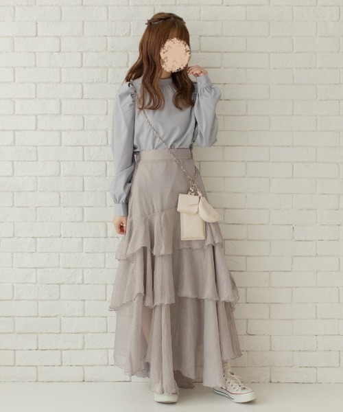 Mysa&Liina by yuririn（ミーサリーナバイユリリン）の「箔プリントフレアティアードスカート（スカート・レディース・グレー/ブラウン/ベージュ・M）」の15枚目の写真