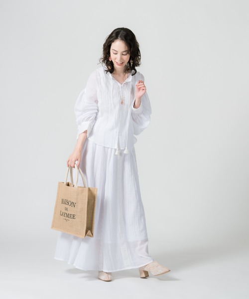 LAYMEE（レイミー）の「Aurich lace shirt Set up / オーリッチレースシャツセットアップ（シャツ/ブラウス・レディース・ホワイト/ラベンダー/キャメル・FREE）」の2枚目の写真