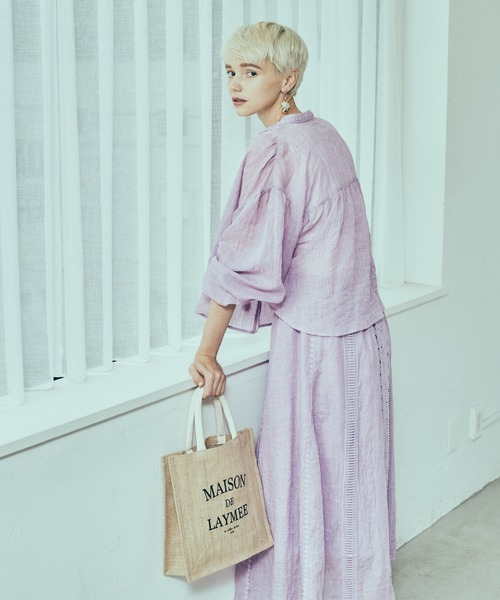 LAYMEE（レイミー）の「Aurich lace shirt Set up / オーリッチレースシャツセットアップ（シャツ/ブラウス・レディース・ホワイト/ラベンダー/キャメル・FREE）」の7枚目の写真