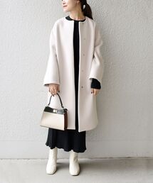 SHIPS | SUPER140 コクーンノーカラーコート◇(ノーカラーコート)