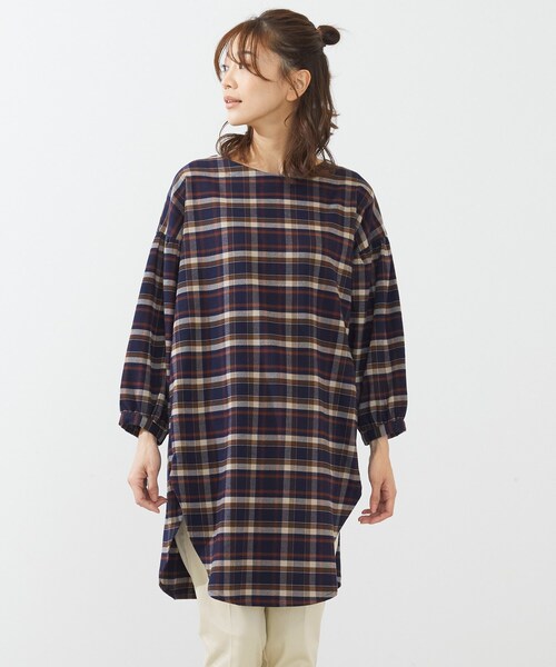 SHOO・LA・RUE(シューラルー)の「◆ジャカードチェック柄ワンピース(ワンピース・レディース・ブラック系1/ダークブラウン系1/ネイビー系1・02/03/04)」の12枚目の写真