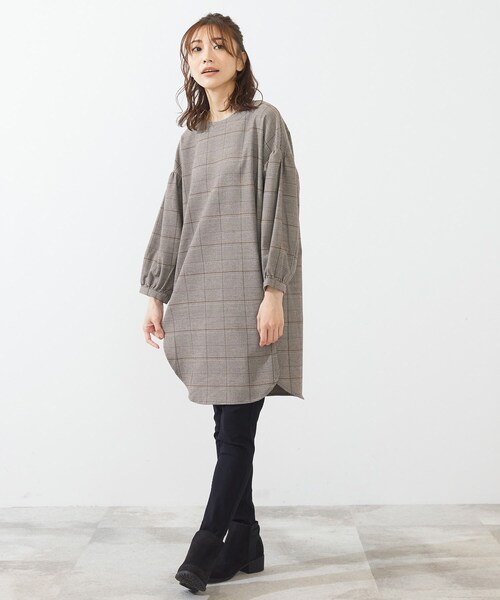 SHOO・LA・RUE(シューラルー)の「◆ジャカードチェック柄ワンピース(ワンピース・レディース・ブラック系1/ダークブラウン系1/ネイビー系1・02/03/04)」の18枚目の写真