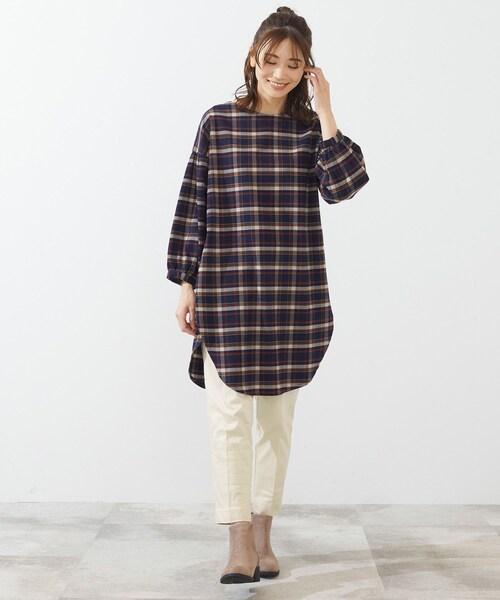 SHOO・LA・RUE(シューラルー)の「◆ジャカードチェック柄ワンピース(ワンピース・レディース・ブラック系1/ダークブラウン系1/ネイビー系1・02/03/04)」の8枚目の写真