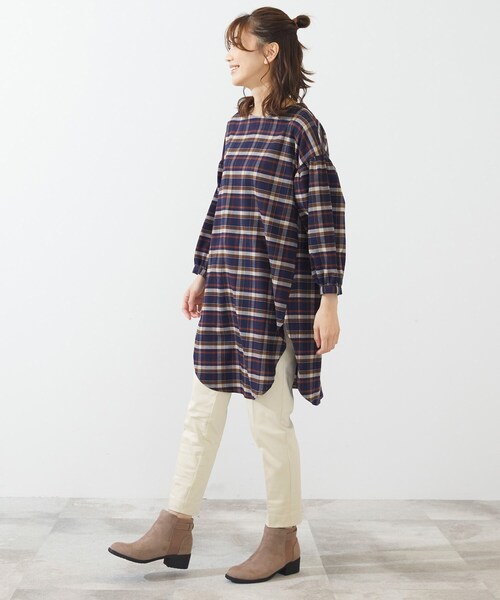 SHOO・LA・RUE(シューラルー)の「◆ジャカードチェック柄ワンピース(ワンピース・レディース・ブラック系1/ダークブラウン系1/ネイビー系1・02/03/04)」の14枚目の写真