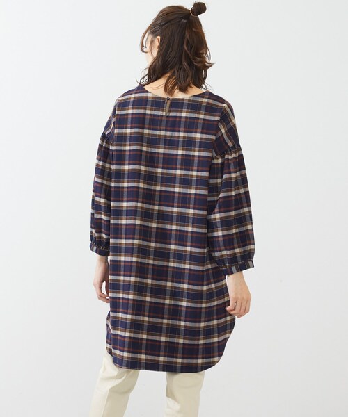 SHOO・LA・RUE(シューラルー)の「◆ジャカードチェック柄ワンピース(ワンピース・レディース・ブラック系1/ダークブラウン系1/ネイビー系1・02/03/04)」の5枚目の写真