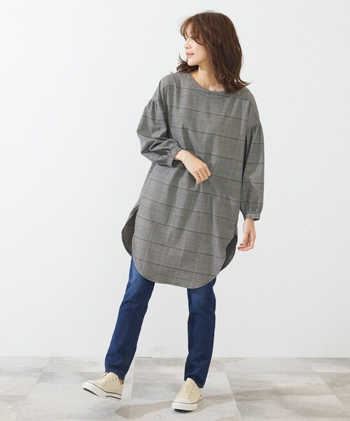 SHOO・LA・RUE(シューラルー)の「◆ジャカードチェック柄ワンピース(ワンピース・レディース・ブラック系1/ダークブラウン系1/ネイビー系1・02/03/04)」の15枚目の写真