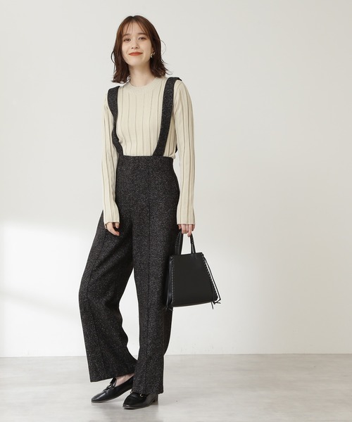 N.(N. Natural Beauty Basic)(エヌエヌナチュラルビューティーベーシック)の「◆ワイドリブコンパクトニット(ニット/セーター・レディース・ネイビー/オフホワイト/ライトグリーン・MEDIUM)」の4枚目の写真