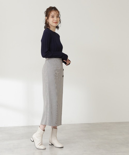 N.(N. Natural Beauty Basic)(エヌエヌナチュラルビューティーベーシック)の「◆ワイドリブコンパクトニット(ニット/セーター・レディース・ネイビー/オフホワイト/ライトグリーン・MEDIUM)」の12枚目の写真