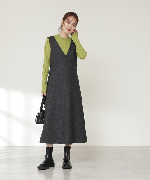 N.(N. Natural Beauty Basic)(エヌエヌナチュラルビューティーベーシック)の「◆ワイドリブコンパクトニット(ニット/セーター・レディース・ネイビー/オフホワイト/ライトグリーン・MEDIUM)」の10枚目の写真