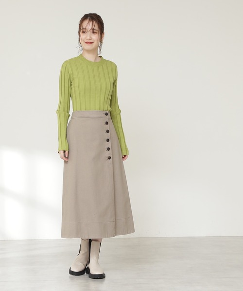 N.(N. Natural Beauty Basic)(エヌエヌナチュラルビューティーベーシック)の「◆ワイドリブコンパクトニット(ニット/セーター・レディース・ネイビー/オフホワイト/ライトグリーン・MEDIUM)」の7枚目の写真
