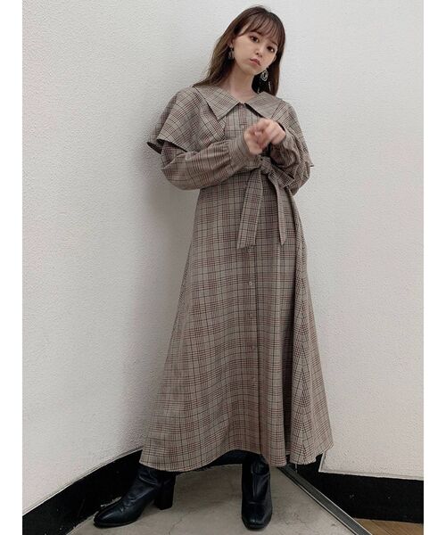 ワンピース ワンピース ドレス ケープドッキングフレアワンピース ワンピース Dazzlin ダズリン のファッション 人気ブランドの