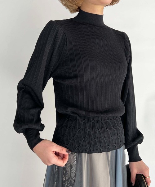 PICCIN（ピッチン）の「Wシャーリングハイネックニット（ニット/セーター・レディース・ホワイト/ブラック/イエロー/ブルー・M）」の2枚目の写真