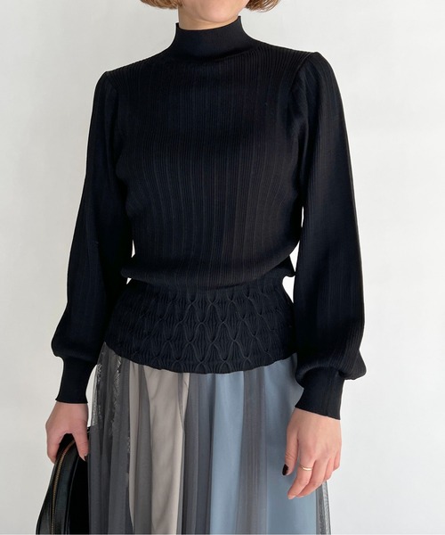 PICCIN（ピッチン）の「Wシャーリングハイネックニット（ニット/セーター・レディース・ホワイト/ブラック/イエロー/ブルー・M）」の5枚目の写真