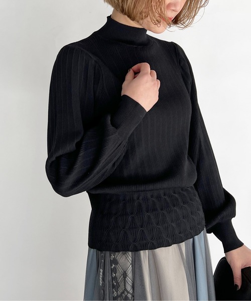 PICCIN（ピッチン）の「Wシャーリングハイネックニット（ニット/セーター・レディース・ホワイト/ブラック/イエロー/ブルー・M）」の6枚目の写真