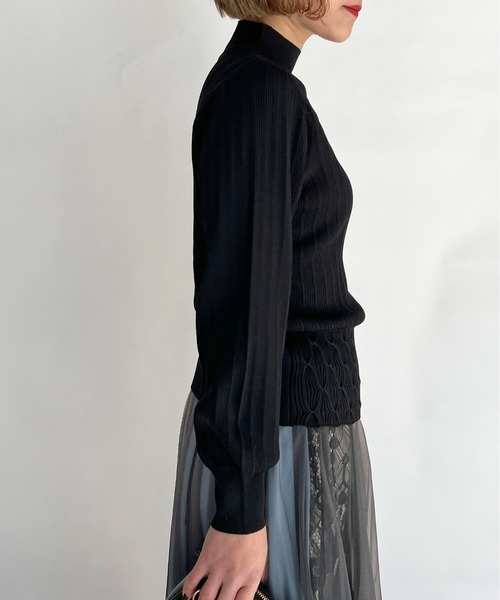 PICCIN（ピッチン）の「Wシャーリングハイネックニット（ニット/セーター・レディース・ホワイト/ブラック/イエロー/ブルー・M）」の7枚目の写真