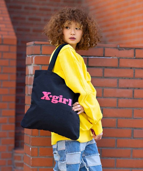 X-girl（エックスガール）の「CANVAS TOTE BAG（トートバッグ・レディース・ホワイト/ブラック/グリーン・ONE SIZE）」の6枚目の写真