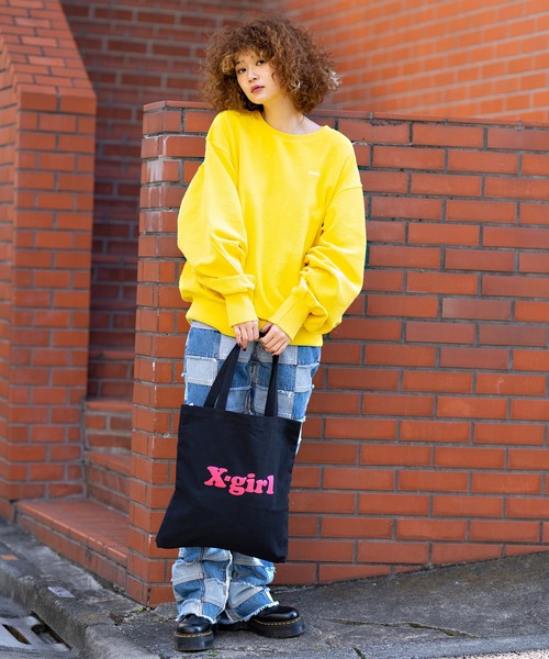 X-girl（エックスガール）の「CANVAS TOTE BAG（トートバッグ・レディース・ホワイト/ブラック/グリーン・ONE SIZE）」の5枚目の写真