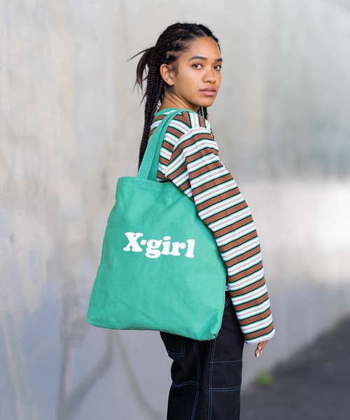X-girl（エックスガール）の「CANVAS TOTE BAG（トートバッグ・レディース・ホワイト/ブラック/グリーン・ONE SIZE）」の17枚目の写真