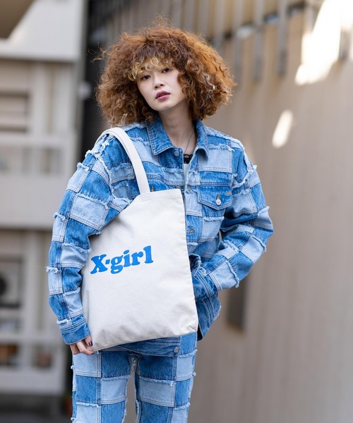 X-girl（エックスガール）の「CANVAS TOTE BAG（トートバッグ・レディース・ホワイト/ブラック/グリーン・ONE SIZE）」の16枚目の写真