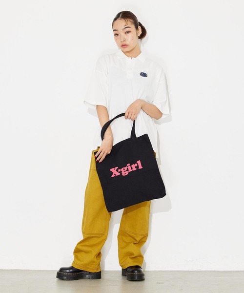 X-girl（エックスガール）の「CANVAS TOTE BAG（トートバッグ・レディース・ホワイト/ブラック/グリーン・ONE SIZE）」の21枚目の写真