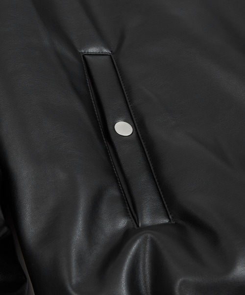 SIDEWAY STANCE（サイドウェイスタンス）の「【SIDEWAY STANCE】PUレザー ビッグシルエット MA-1 ミリタリー ジャケット（MA-1・メンズ・ブラック・LARGE/MEDIUM）」の3枚目の写真